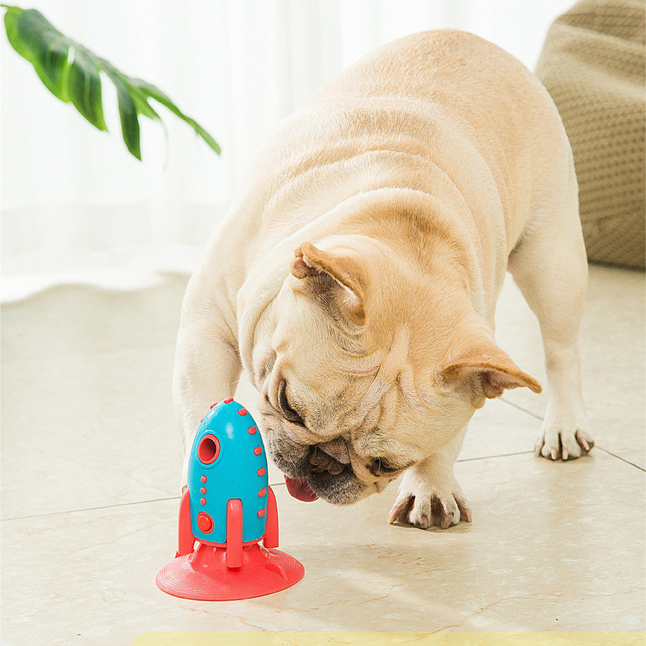 Rocket Treat Dispensing Dog Toy — Interactive Slow Feeder Chew Toy