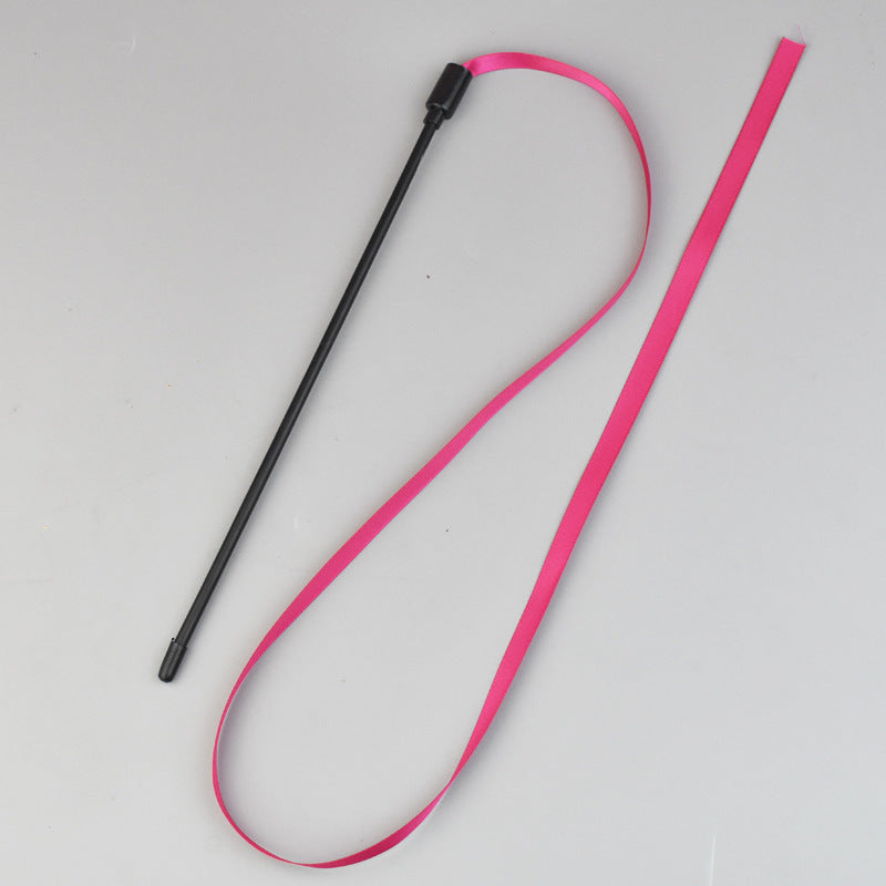Rainbow Ribbon Cat Wand — Colorful Interactive Teaser Toy