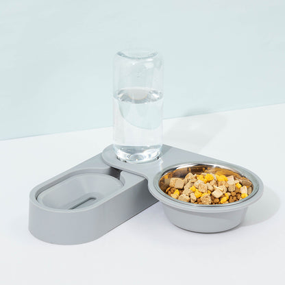 2-in-1 Cat Water Fountain & Food Bowl — Automatic Drinking Dispenser