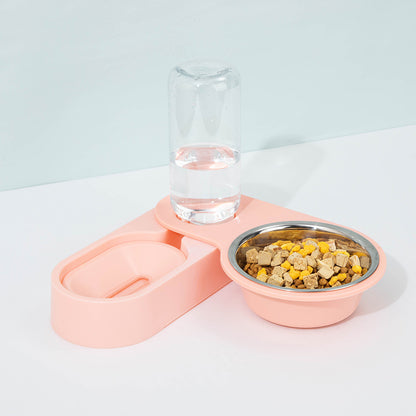 2-in-1 Cat Water Fountain & Food Bowl — Automatic Drinking Dispenser