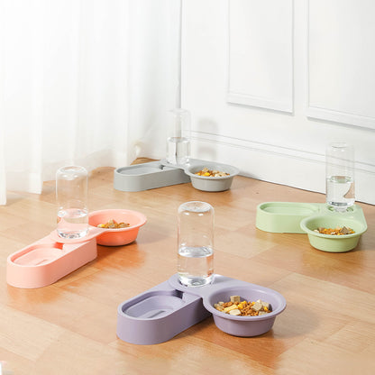 2-in-1 Cat Water Fountain & Food Bowl — Automatic Drinking Dispenser