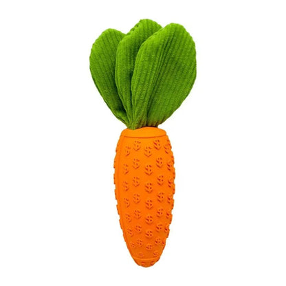 Carrot Dog Chew Toy — Durable Rubber Squeaky Toy for Aggressive Chewers