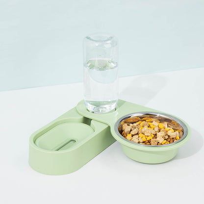 2-in-1 Cat Water Fountain & Food Bowl — Automatic Drinking Dispenser